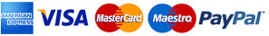 We accept American Express, VISA, MasterCard, Maestro and PayPal